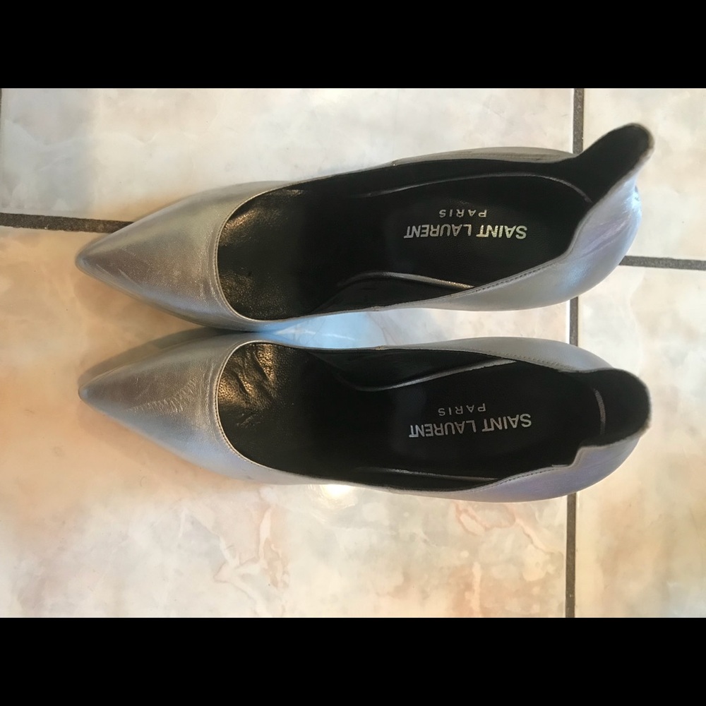 Silver Saint Laurent Heels